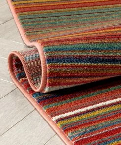 Well Woven Nampa Tribal Stripes Geometric Pattern Red Distressed Rug