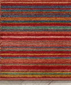 Well Woven Nampa Tribal Stripes Geometric Pattern Red Distressed Rug