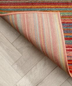 Well Woven Nampa Tribal Stripes Geometric Pattern Red Distressed Rug