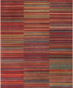 Well Woven Nampa Tribal Stripes Geometric Pattern Red Distressed Rug
