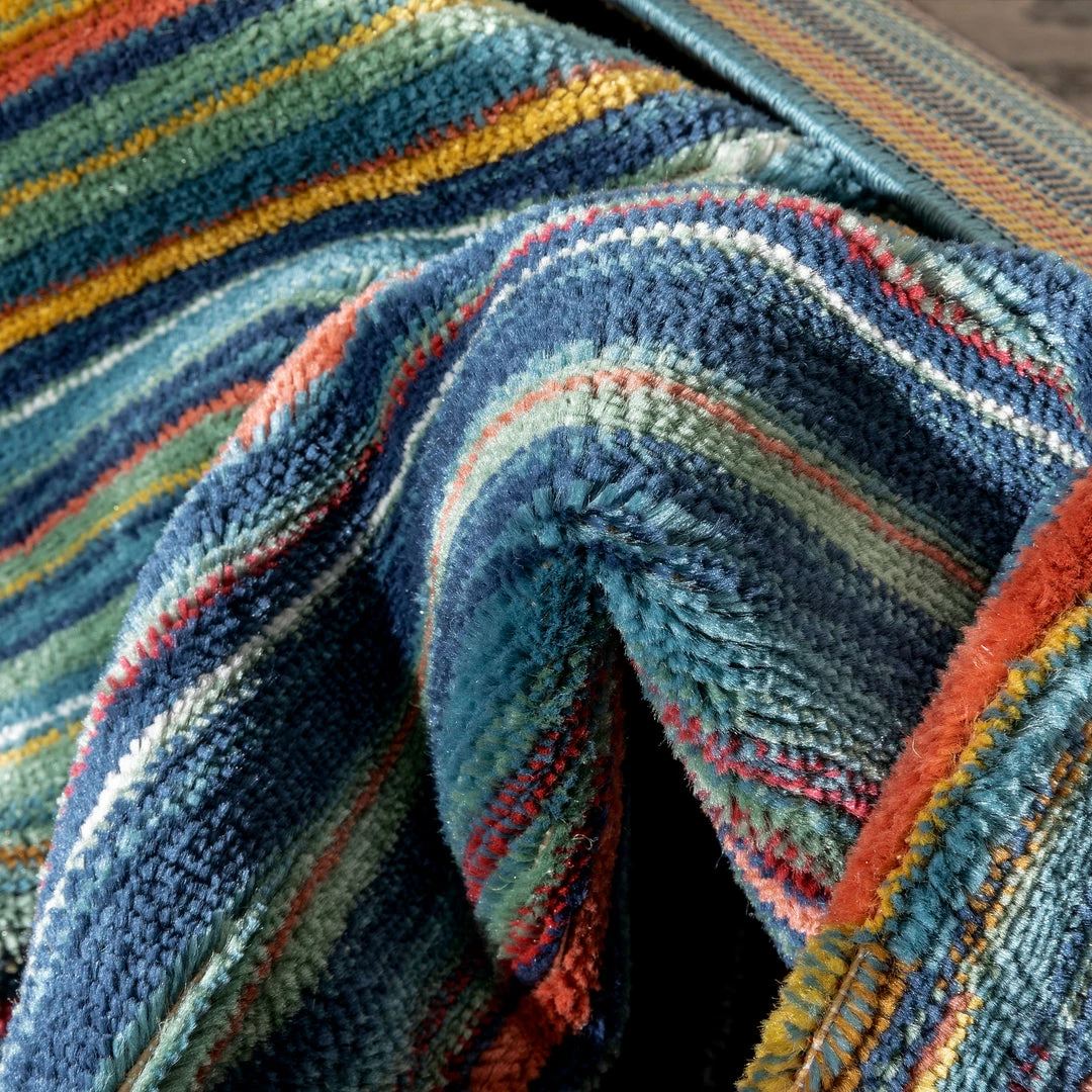 Well Woven Nampa Tribal Stripes Geometric Pattern Blue Red Distressed Rug Global 3 Well Woven Nampa Tribal Stripes Geometric Pattern Blue Red Distressed Rug Global