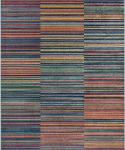 Well Woven Nampa Tribal Stripes Geometric Pattern Blue Red Distressed Rug Global