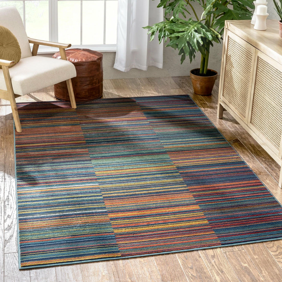 Well Woven Nampa Tribal Stripes Geometric Pattern Blue Red Distressed Rug Global 1 Well Woven Nampa Tribal Stripes Geometric Pattern Blue Red Distressed Rug Global