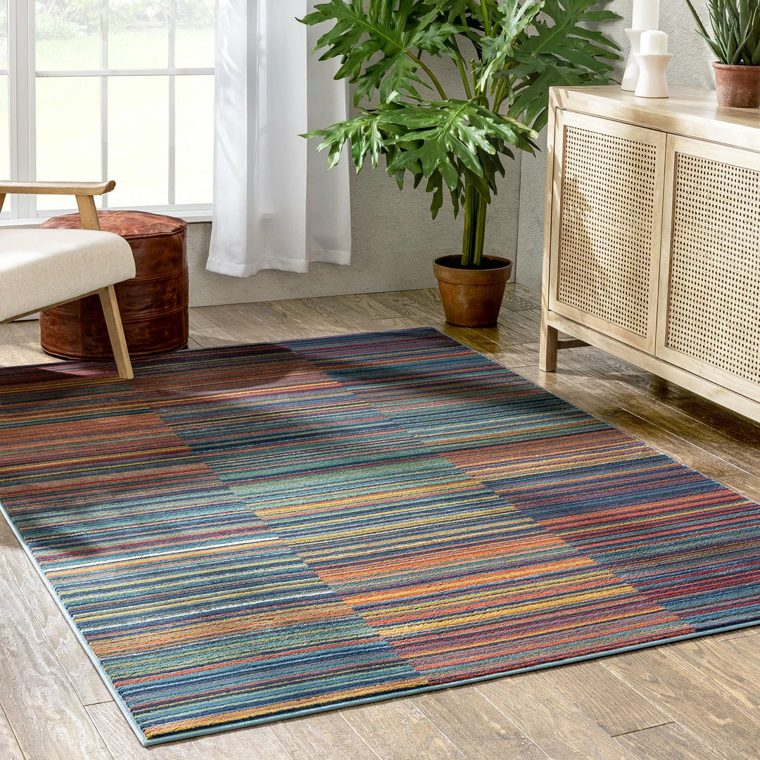 Well Woven Nampa Tribal Stripes Geometric Pattern Blue Red Distressed Rug Global 7 Well Woven Nampa Tribal Stripes Geometric Pattern Blue Red Distressed Rug Global