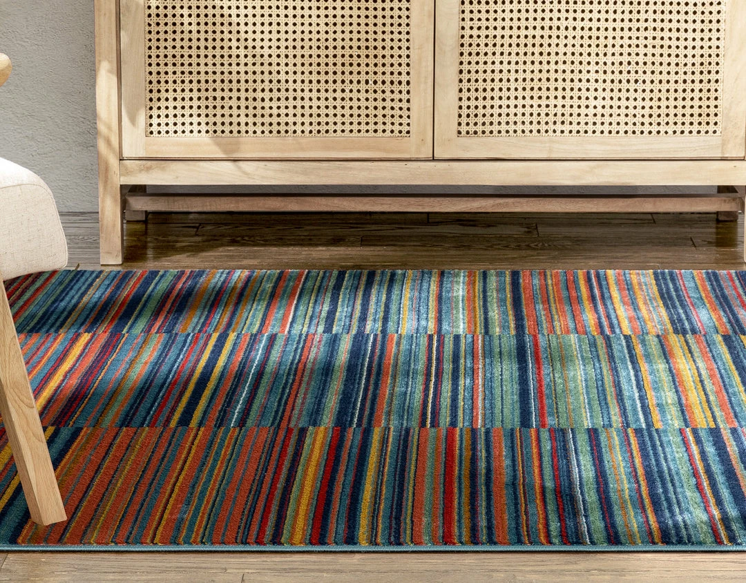 Well Woven Nampa Tribal Stripes Geometric Pattern Blue Red Distressed Rug Global 6 Well Woven Nampa Tribal Stripes Geometric Pattern Blue Red Distressed Rug Global