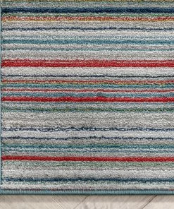 Well Woven Global Nampa Tribal Stripes Geometric Pattern Green Blue Distressed Rug