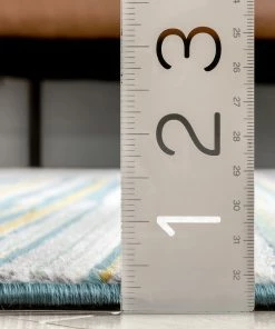 Well Woven Global Nampa Tribal Stripes Geometric Pattern Green Blue Distressed Rug