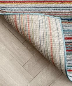 Well Woven Global Nampa Tribal Stripes Geometric Pattern Green Blue Distressed Rug