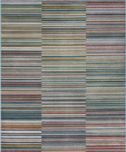 Well Woven Global Nampa Tribal Stripes Geometric Pattern Green Blue Distressed Rug