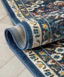 Well Woven Caldwell Floral Oriental Pattern Blue Distressed Rug