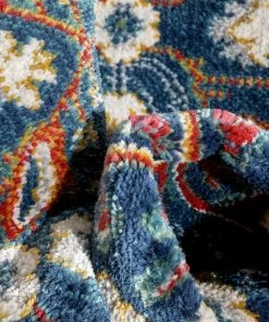 Well Woven Caldwell Floral Oriental Pattern Blue Distressed Rug