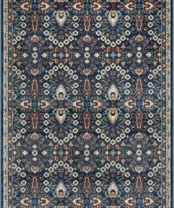 Well Woven Caldwell Floral Oriental Pattern Blue Distressed Rug