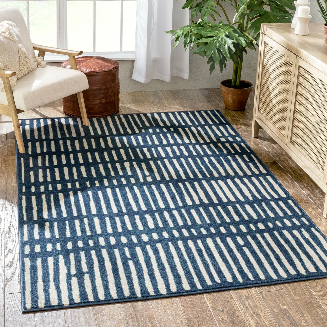 Well Woven Wilder Tribal Geometric Stripes Blue Distressed Rug Global 1 Well Woven Wilder Tribal Geometric Stripes Blue Distressed Rug Global