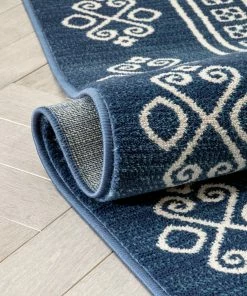 Well Woven Aberdeen Tribal Diamond Pattern Blue Distressed Rug Global
