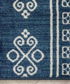 Well Woven Aberdeen Tribal Diamond Pattern Blue Distressed Rug Global