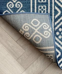 Well Woven Aberdeen Tribal Diamond Pattern Blue Distressed Rug Global