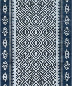 Well Woven Aberdeen Tribal Diamond Pattern Blue Distressed Rug Global