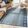 Well Woven Aberdeen Tribal Diamond Pattern Blue Distressed Rug Global
