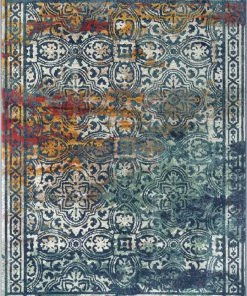 Well Woven Global Kamiah Bohemian Distressed Oriental Pattern Blue Rug