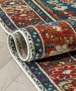 Well Woven Ucon Southwestern Medallion Pattern Blue Red Distressed Rug Global