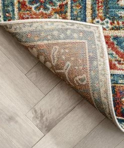 Well Woven Ucon Southwestern Medallion Pattern Blue Red Distressed Rug Global