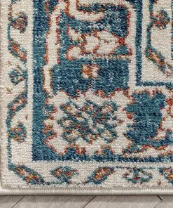 Well Woven Arco Oriental Medallion Pattern Red Blue Distressed Rug