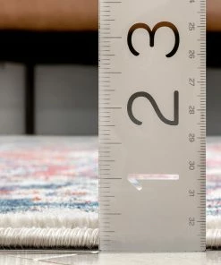 Well Woven Arco Oriental Medallion Pattern Red Blue Distressed Rug