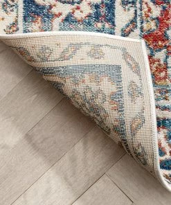 Well Woven Arco Oriental Medallion Pattern Red Blue Distressed Rug