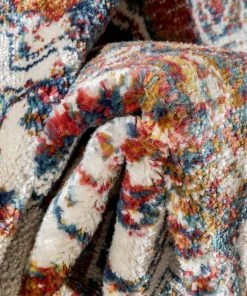 Well Woven Arco Oriental Medallion Pattern Red Blue Distressed Rug