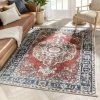 Well Woven Arco Oriental Medallion Pattern Red Blue Distressed Rug