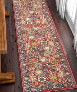 Well Woven Merve Crimson Traditional Oriental Distressed Rug