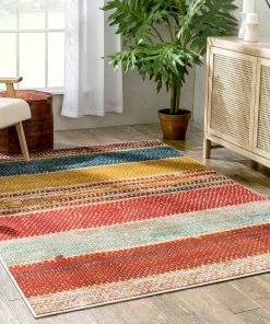 Well Woven Teton Tribal Stripes Red Yellow Distressed Rug Global 19 Well Woven Teton Tribal Stripes Red Yellow Distressed Rug Global