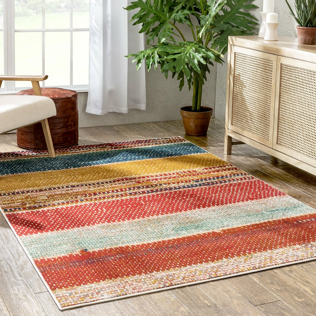 Well Woven Teton Tribal Stripes Red Yellow Distressed Rug Global 7 Well Woven Teton Tribal Stripes Red Yellow Distressed Rug Global