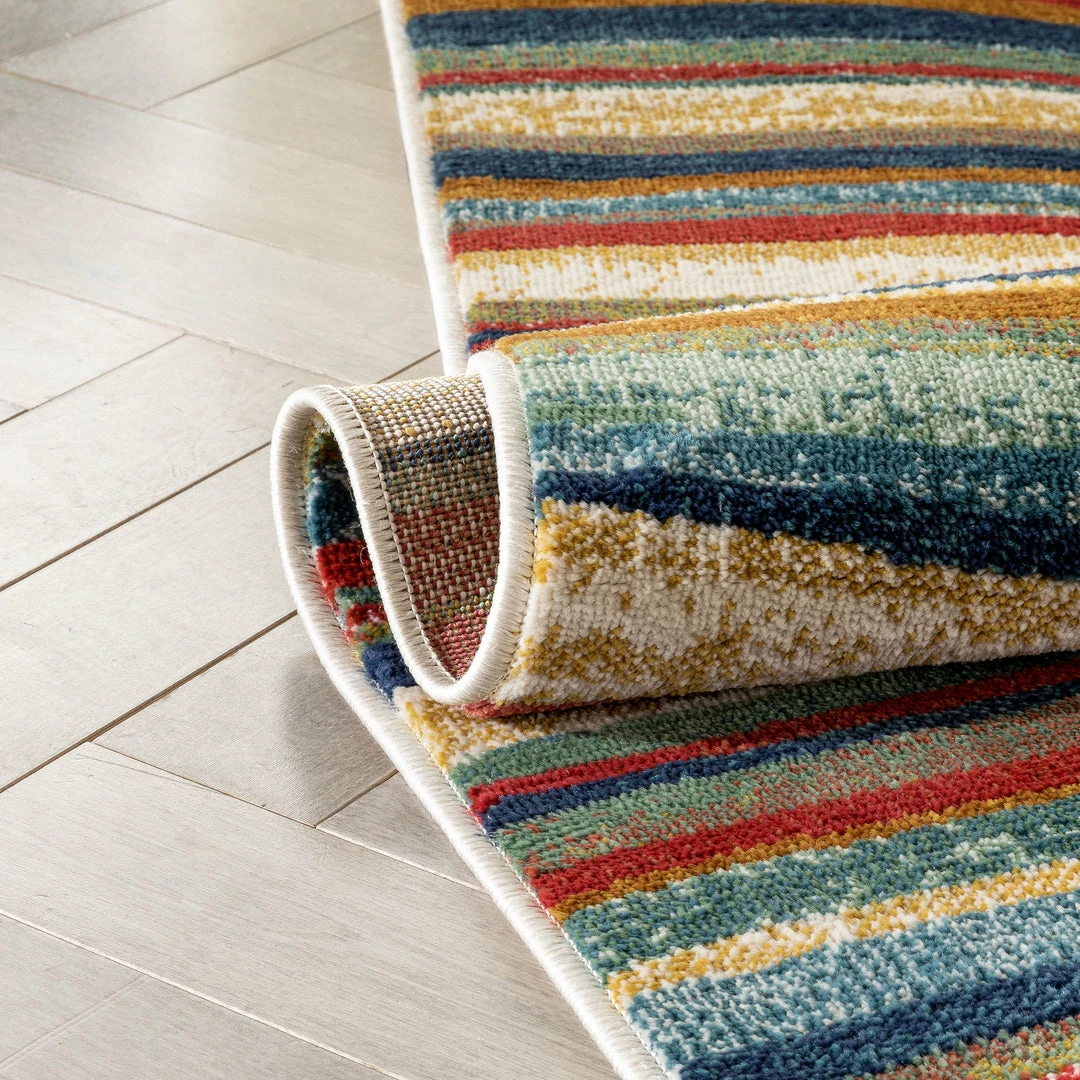 Well Woven Melba Tribal Stripes Blue Red Distressed Rug Global 8 Well Woven Melba Tribal Stripes Blue Red Distressed Rug Global