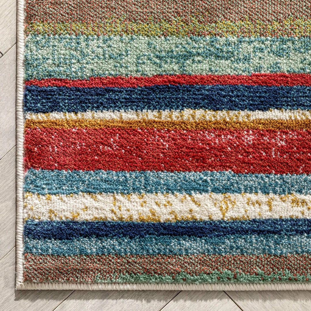 Well Woven Melba Tribal Stripes Blue Red Distressed Rug Global 5 Well Woven Melba Tribal Stripes Blue Red Distressed Rug Global