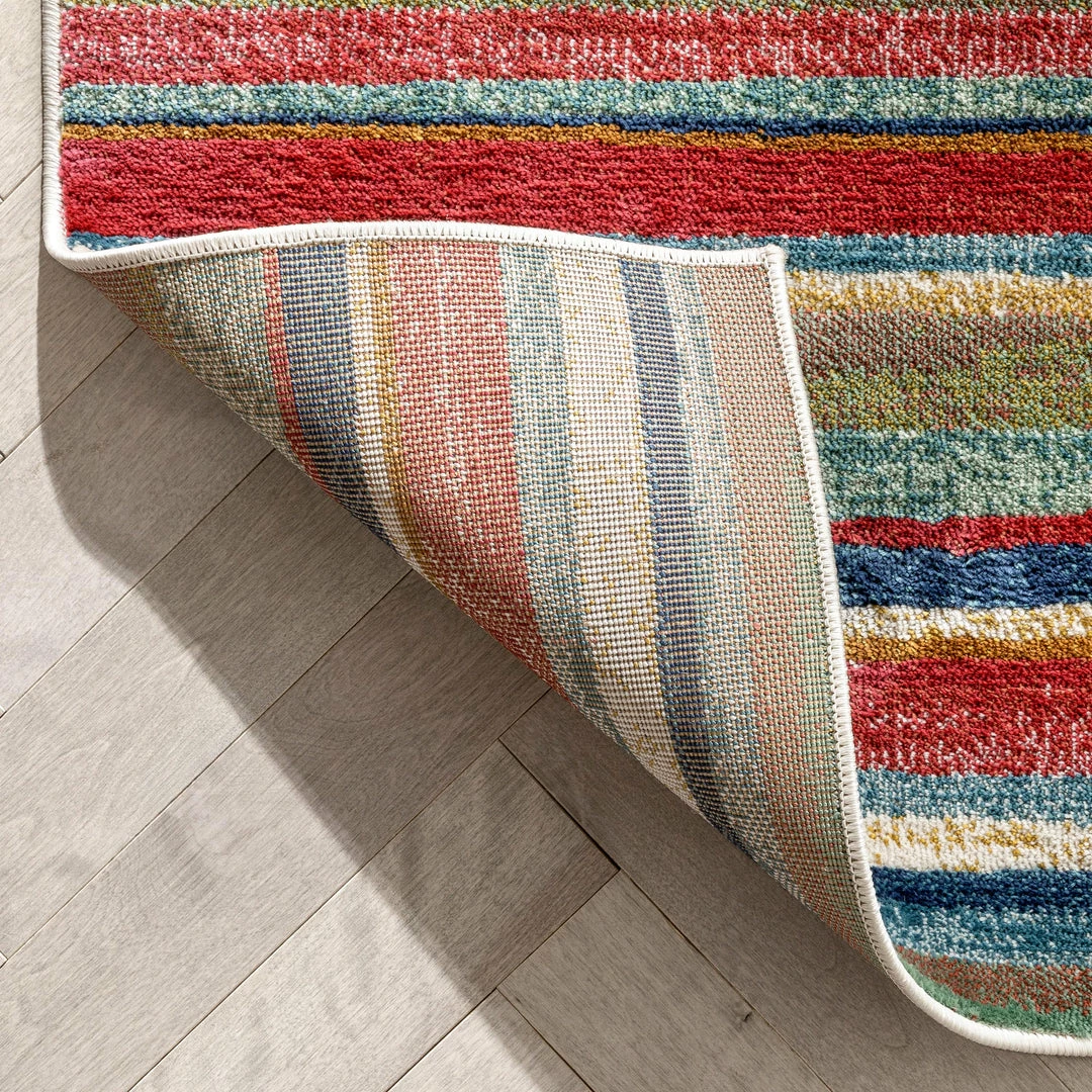 Well Woven Melba Tribal Stripes Blue Red Distressed Rug Global 4 Well Woven Melba Tribal Stripes Blue Red Distressed Rug Global