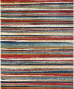 Well Woven Melba Tribal Stripes Blue Red Distressed Rug Global