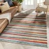 Well Woven Melba Tribal Stripes Blue Red Distressed Rug Global