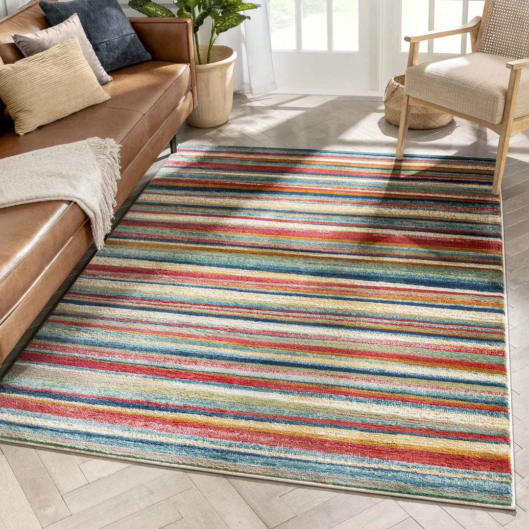 Well Woven Melba Tribal Stripes Blue Red Distressed Rug Global 1 Well Woven Melba Tribal Stripes Blue Red Distressed Rug Global