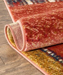 Well Woven Hauser Tribal Patchwork Red Ivory Distressed Rug