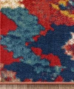 Well Woven Basalt Moroccan Geometric Waves Blue Red Distressed Rug Global 17 Well Woven Basalt Moroccan Geometric Waves Blue Red Distressed Rug Global