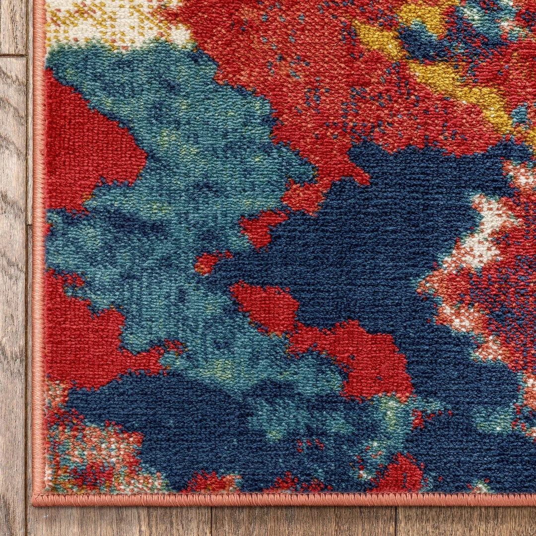 Well Woven Basalt Moroccan Geometric Waves Blue Red Distressed Rug Global 5 Well Woven Basalt Moroccan Geometric Waves Blue Red Distressed Rug Global