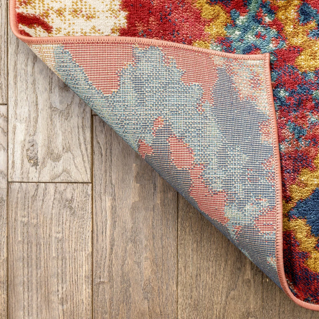 Well Woven Basalt Moroccan Geometric Waves Blue Red Distressed Rug Global 4 Well Woven Basalt Moroccan Geometric Waves Blue Red Distressed Rug Global