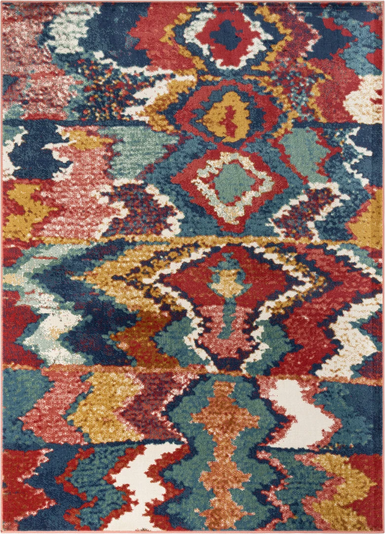 Well Woven Basalt Moroccan Geometric Waves Blue Red Distressed Rug Global 2 Well Woven Basalt Moroccan Geometric Waves Blue Red Distressed Rug Global