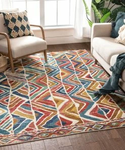 Well Woven Lana Crimson Modern Abstract Geometric Rug