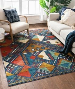 Well Woven Global Lara Blue Modern Abstract Geometric Rug