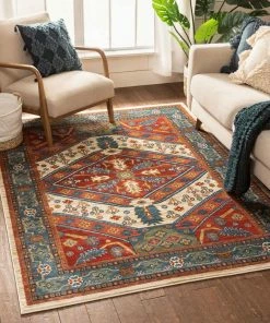 Well Woven Musta Ivory Traditional Medallion Border Rug Global
