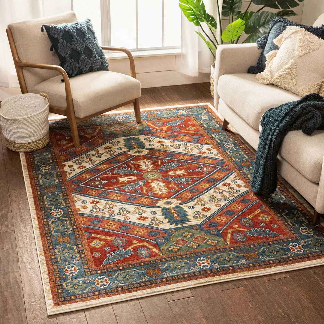 Well Woven Musta Ivory Traditional Medallion Border Rug Global 2 Well Woven Musta Ivory Traditional Medallion Border Rug Global