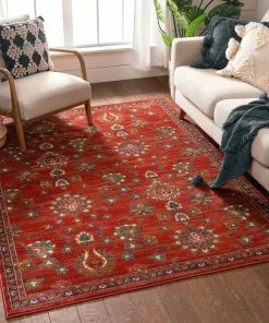 Well Woven Arya Crimson Traditional Oriental Distressed Rug
