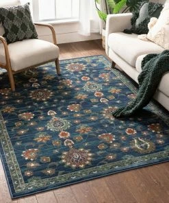 Well Woven Global Arya Blue Traditional Oriental Distressed Rug